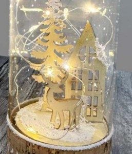 LED Wooden Deer Scene Cyclinder