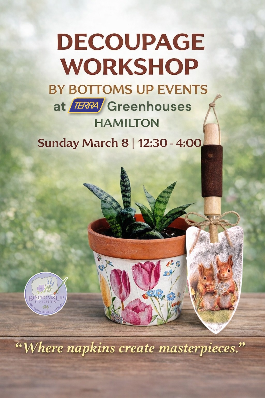 SOLD OUT Decoupage Workshop at TERRA Hamilton