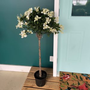 44" Bougainvillea Topiary Tree - Cream (Artificial)