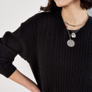 Apricot Fashion Tabi Sweater Cable Black