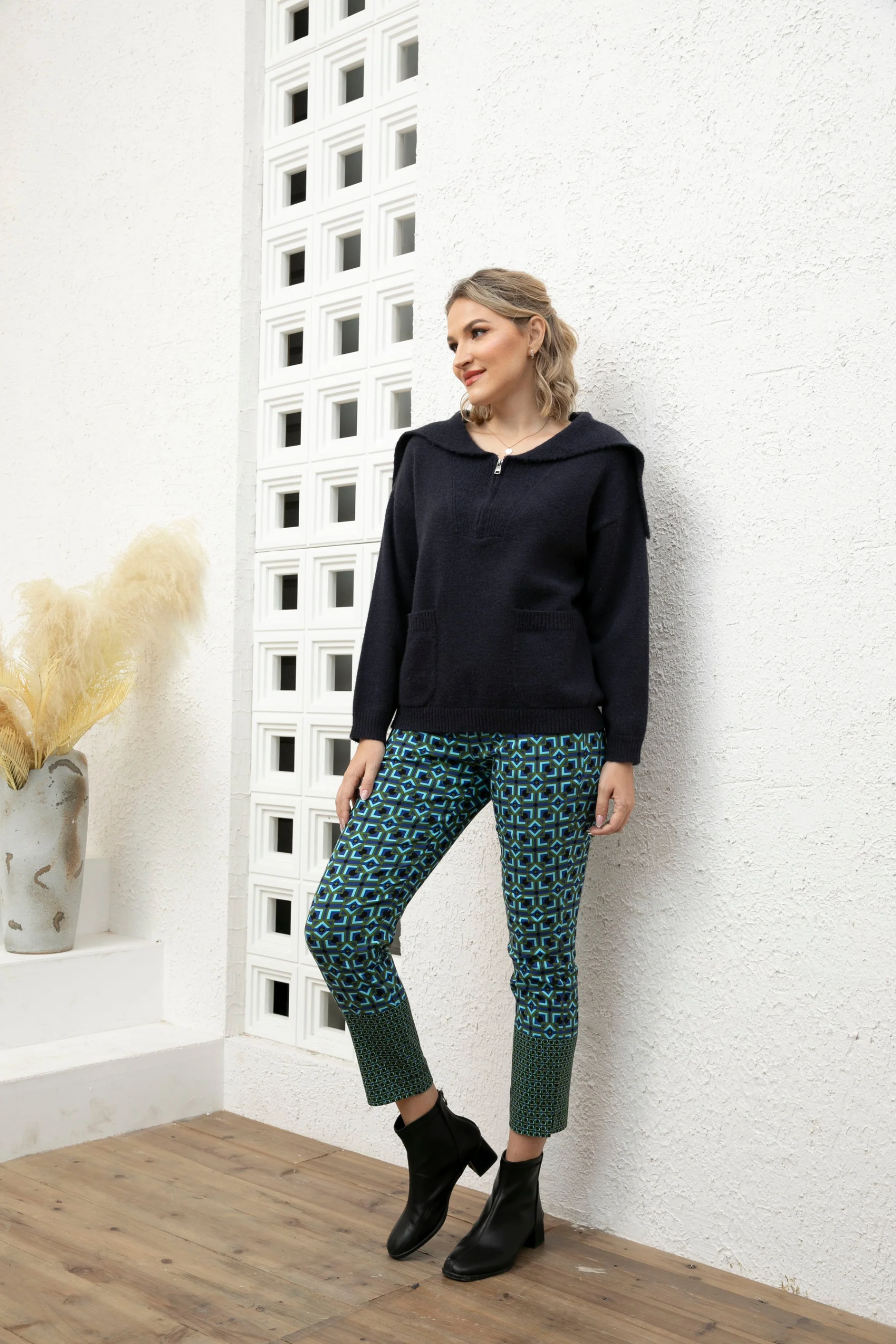 Orange Fashion Sadie Mock Zip Sweater