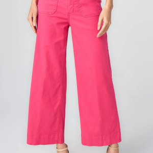 Liverpool Crop Wide Leg With Patch Pockets (Diva Pink)