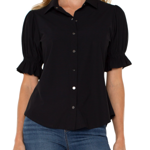 Liverpool Snap Front Knit Shirt (Black)