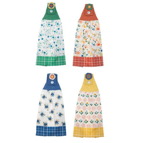 Crochet Flower Tea Towels (four colours available)