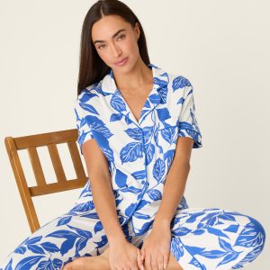 P.J Salvage Whimsy Sapphire Garden Cropped PJ Set (Cobalt)