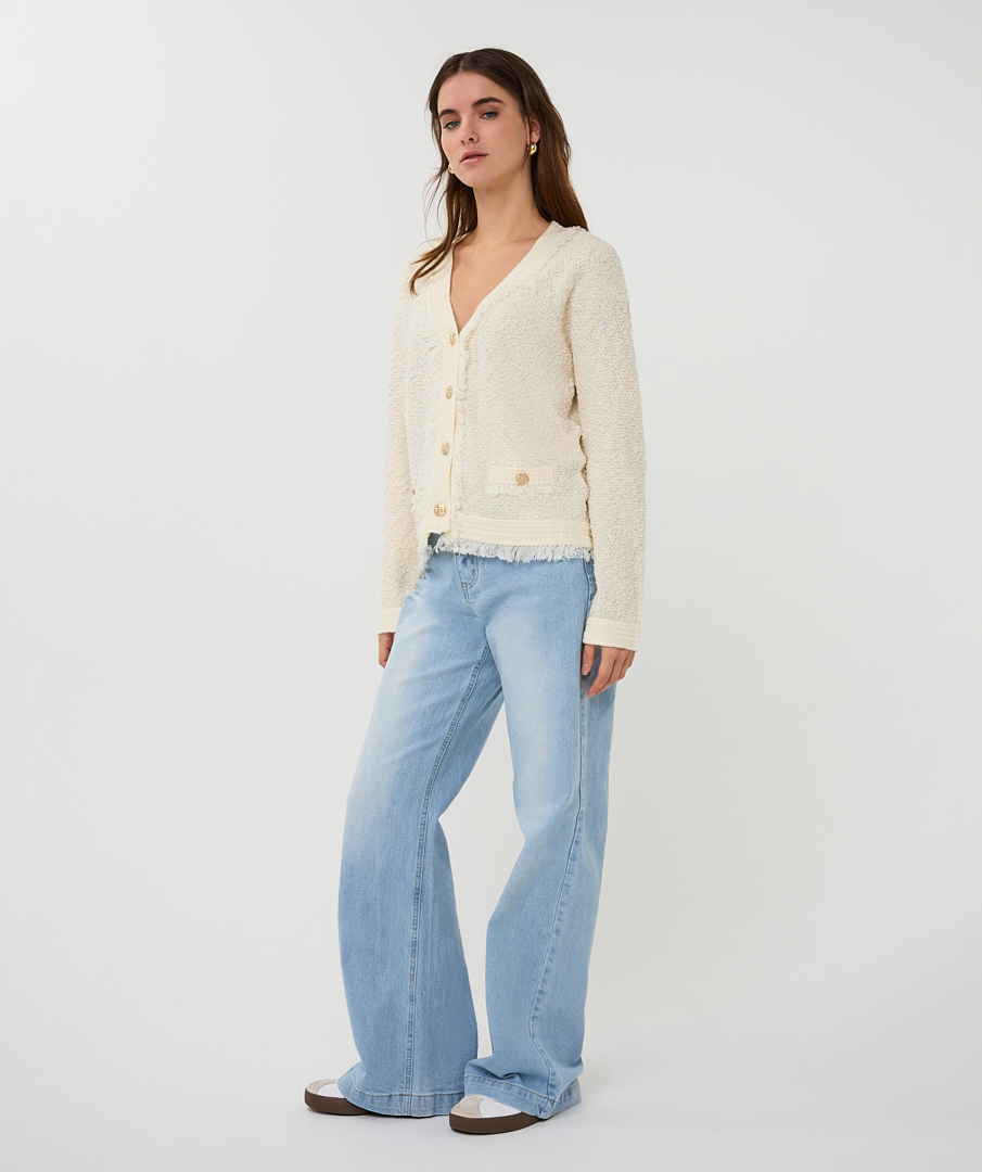 EsQualo Cardigan Fringes (Ecru)