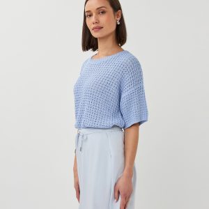 EsQualo Sweater Open Knit Short Sleeve (three colours available)