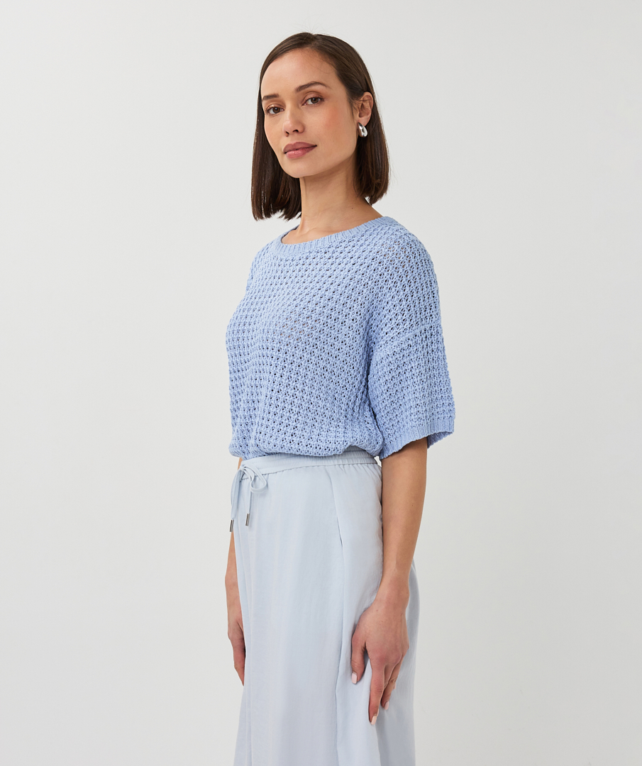 EsQualo Sweater Open Knit Short Sleeve (three colours available)