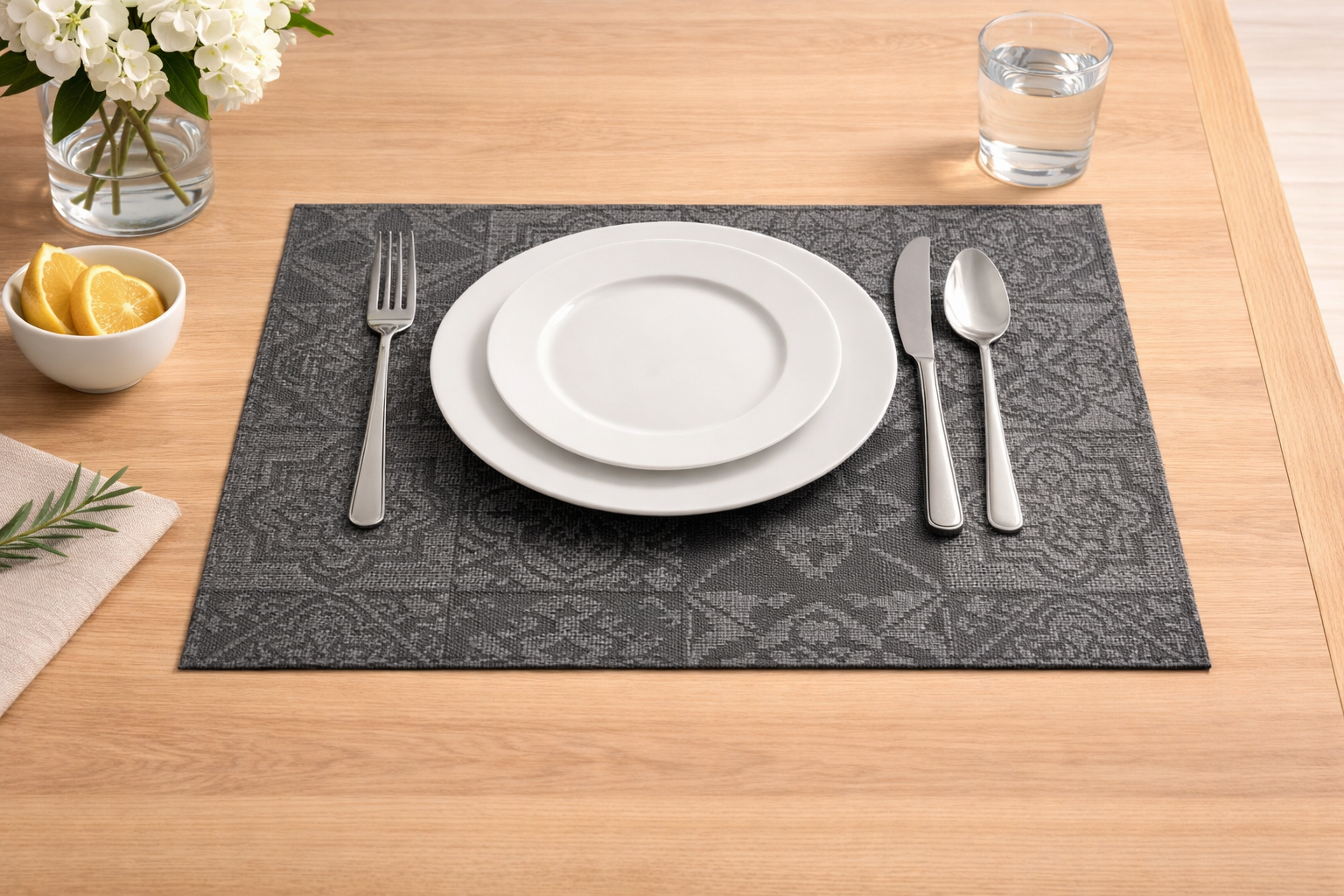 Spanish Tile Vinyl Placemat Black