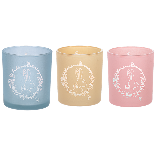 Etched Rabbit in Wreath Tealight Holder (three colours available)