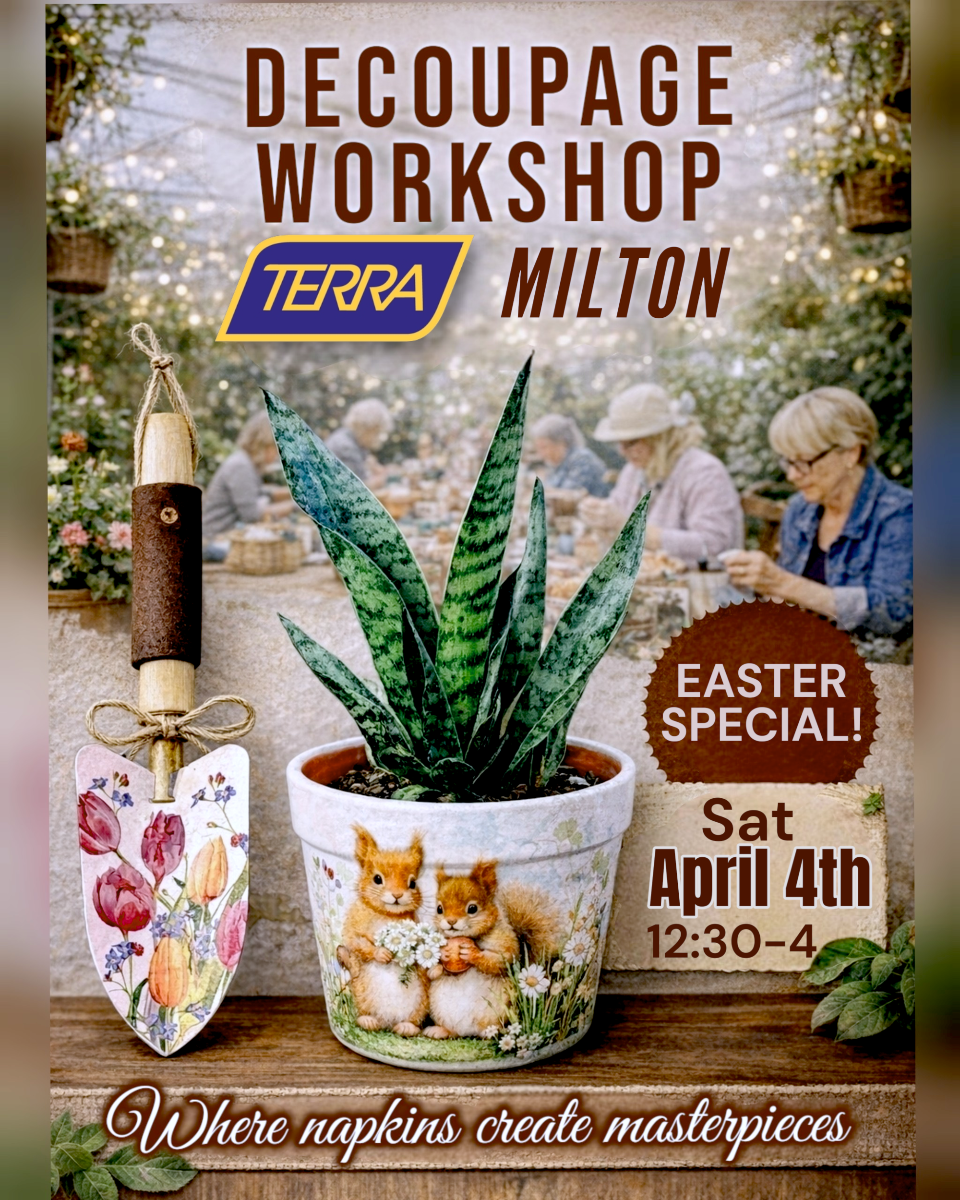 SOLD OUT Decoupage Workshop at TERRA Milton