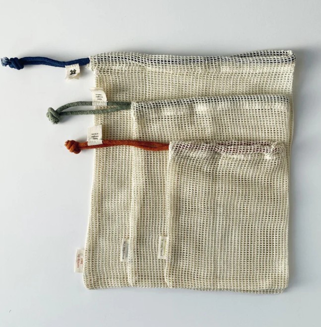 Produce Bags - Set of 3 + 1 Zipped Pouch