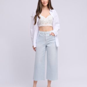 Yoga Jeans Lily Wide Pinstripe High Rise Jeans (Selena)