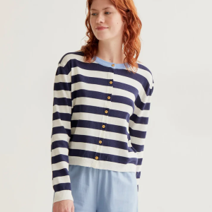 Compania Fantastica Cardigan with White and Navy Stripe
