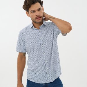 Leo Chevalier Short Sleeve Botton Up Shirt (Navy)