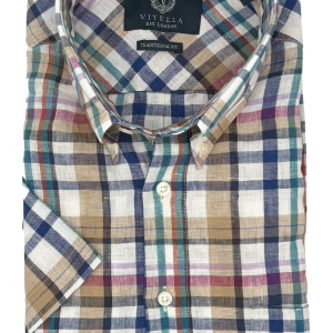Viyella Linen Made in Canada Plaid Shirt