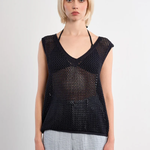Molly Bracken Open Knit Sleeveless Sweater Top