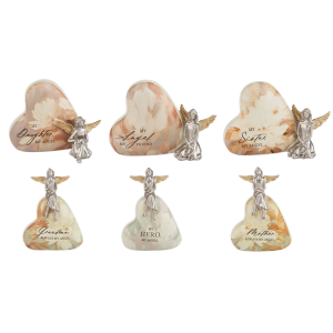 Family Angel on Heart Stone