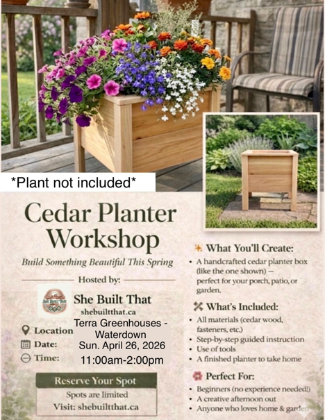 Cedar Planter Workshop at TERRA Waterdown