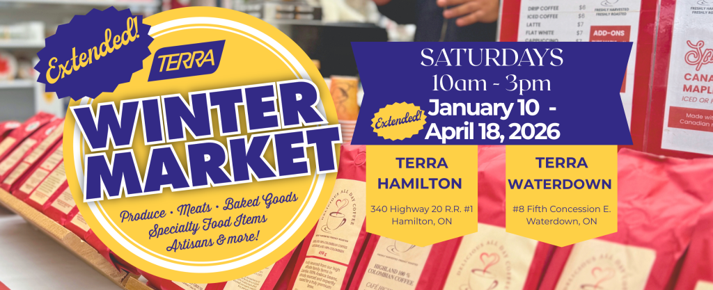 Delicious All Day Coffee displayed at the TERRA Winter Market in 2026.