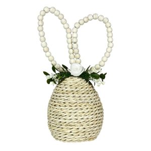 Sisal Egg with Bead Ears 8.5"