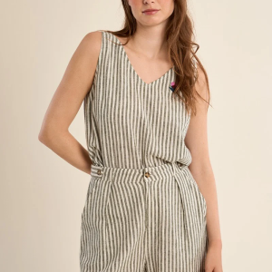 Molly Bracken Striped Linen Blend Tailored Shorts