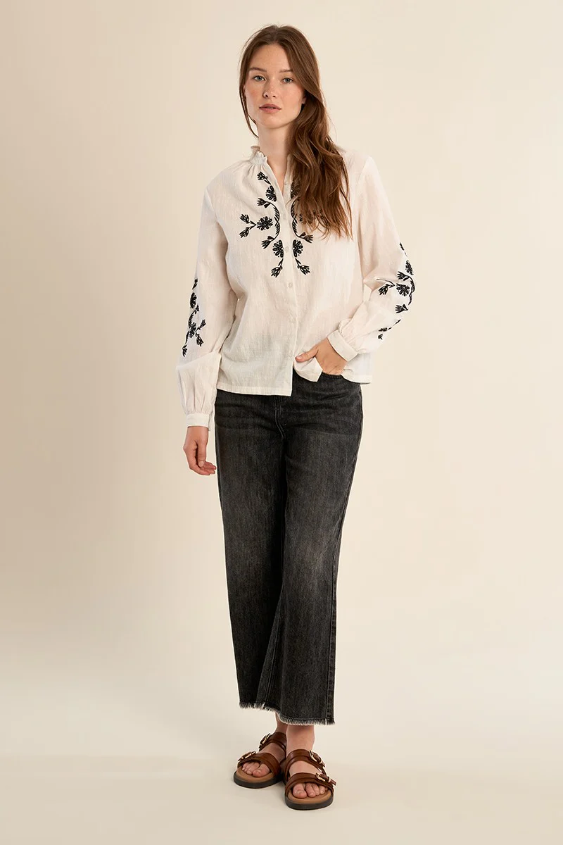 Molly Bracken Embroidered Cotton Blouse