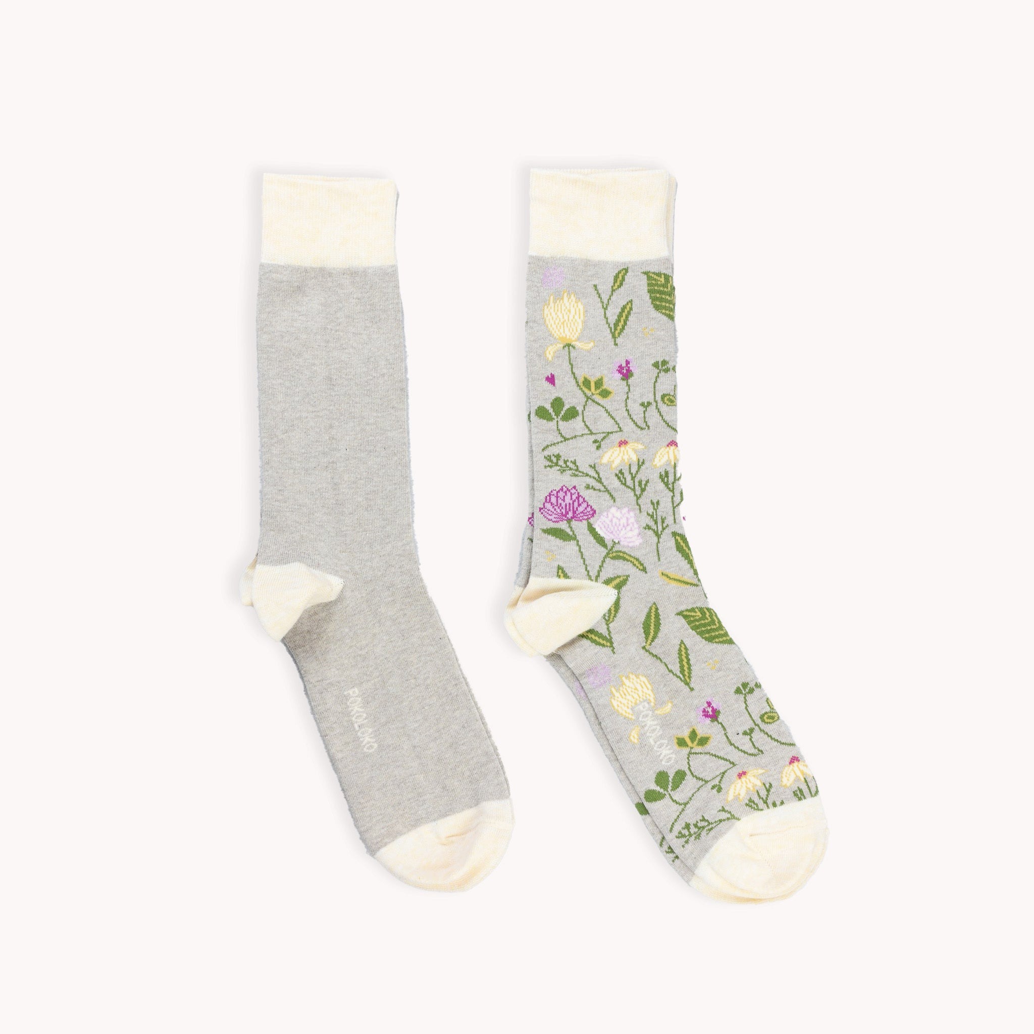 Pokoloko Botanical & Solid Pima Socks - Pack of 2 - Garden