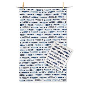 Swimming Fish Dishcloth and Towel Set