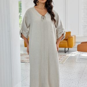 Orange Fashion Daphne's Stitched Coconut Button Dress