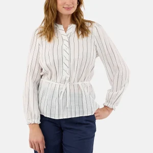 Brandtex Long-Sleeve Blouse (Offwhite/Black)