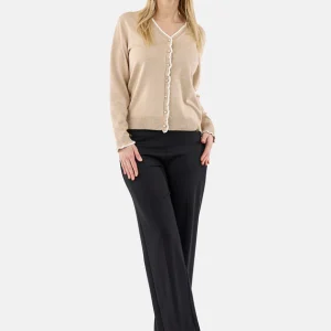 Brandtex Cardigan with Piping (Smoke Sand)