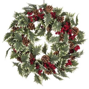 Holly Leaf & Berry Wreath-18"D
