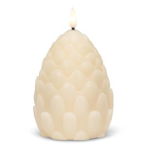 Lg Pinecone LED Candle-Ivory-5"H