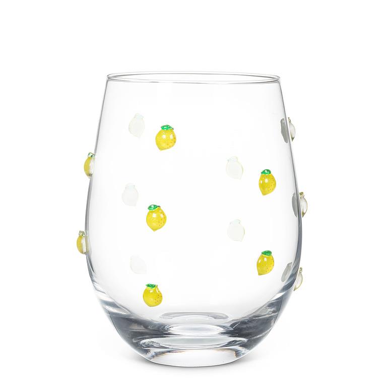 Stemless LEMON Wine Glass