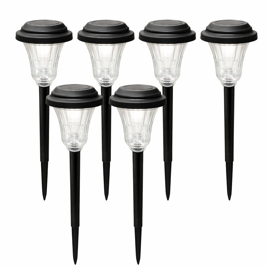 Solar Plastic Pathway Light - Design C - 6 Pack