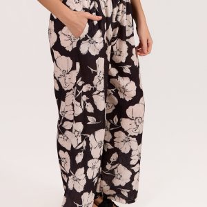 Angela Mara Pull on 2 Tone Floral Print Pant