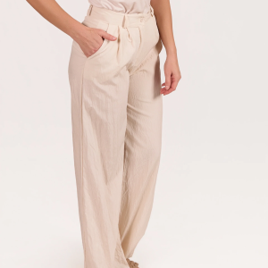Angela Mara Button Front Crinkle Pant