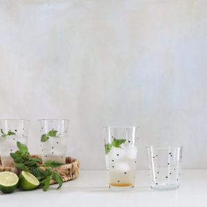 Heart With Love Glass Short Set Of 4 Black