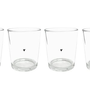 Single Heart With Love Glass Short Set Of 4 Black