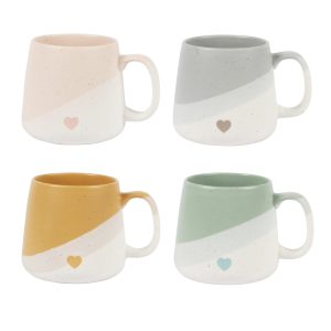 Heart Stoneware Mug Set Of 4