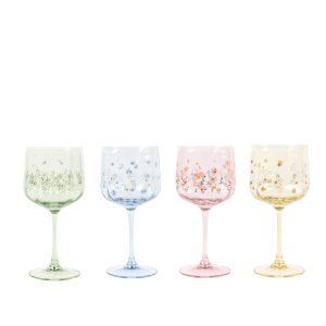 Floral Wine Glass Set Of 4