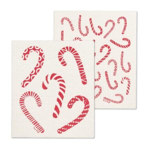 S/2 Candycane Dishcloths-6.5x8"L