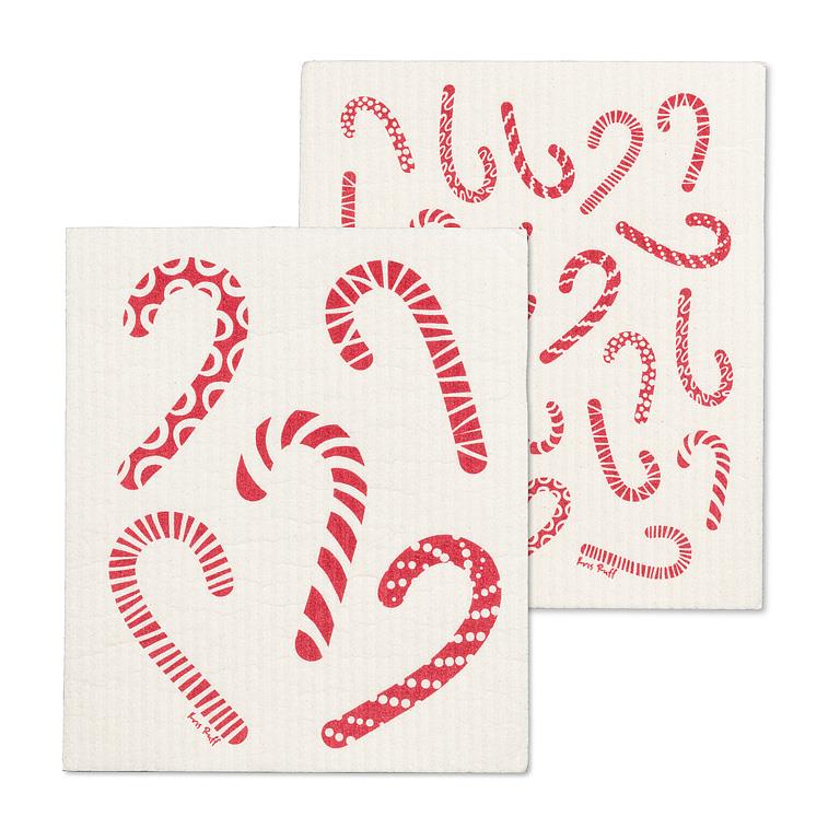 S/2 Candycane Dishcloths-6.5x8"L