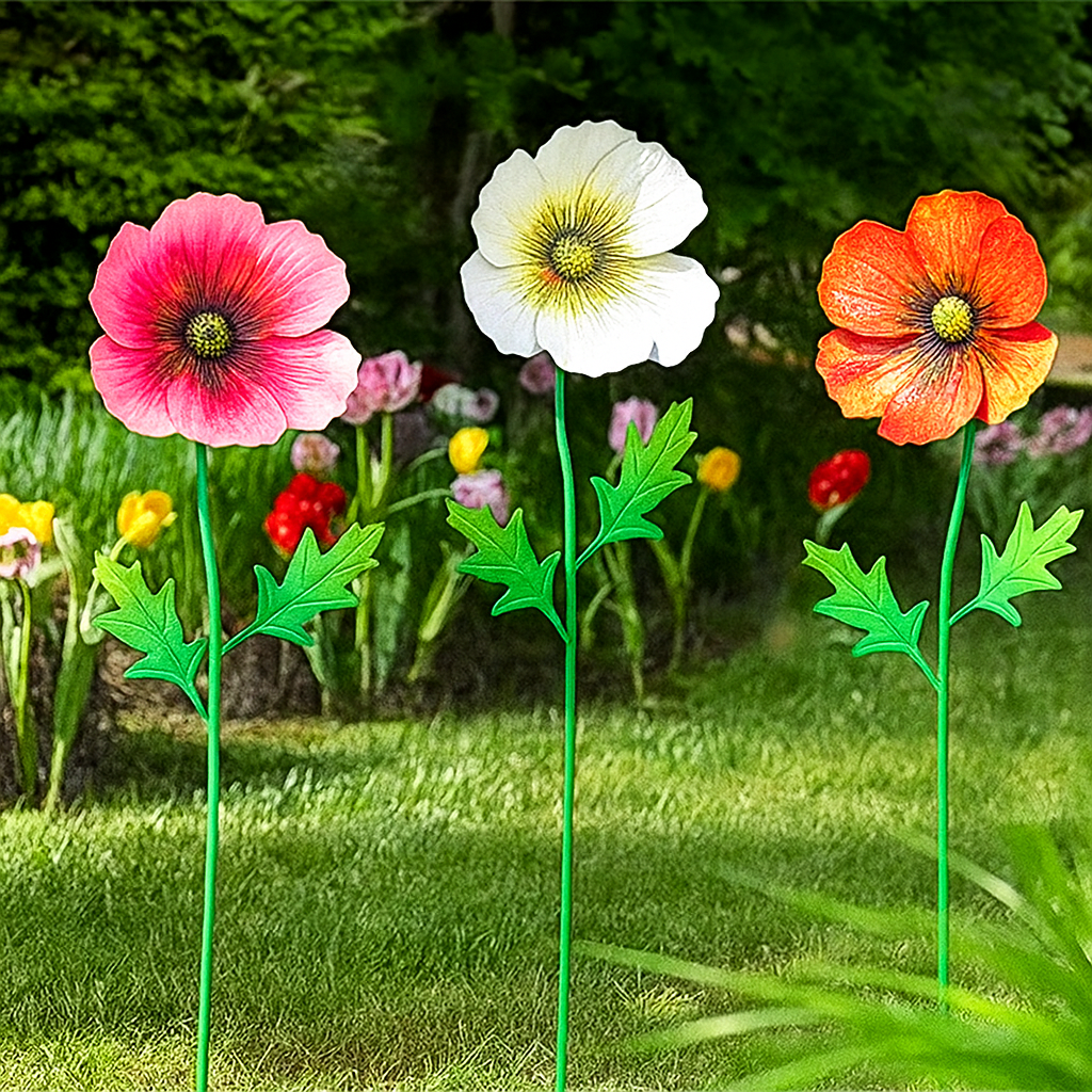Metal Poppy Flower garden stake product image