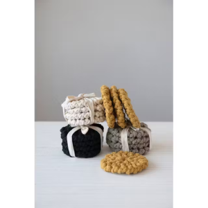 Cotton Crocheted Coasters, Set of 4 Tied