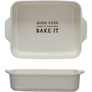 1 Quart Stoneware Baker w/ Wax Relief Saying "Good"