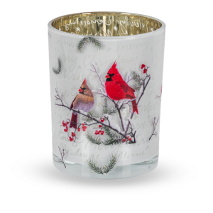 Holiday Cardinal Glass Tealight Holder
