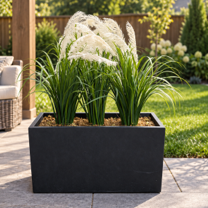 Pampas Grass Planter White (Artifcial)