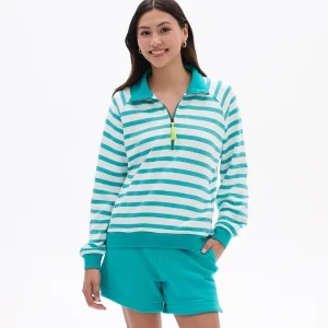 Hatley Mock Neck Pullover (Green Ceramic Stripes)